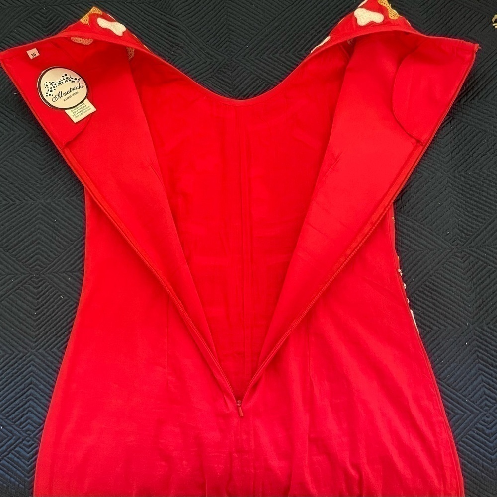 ALMATRICHI European fully embroidered red sleeveless sheath dress from Spain, 6﻿ - Picture 12 of 13